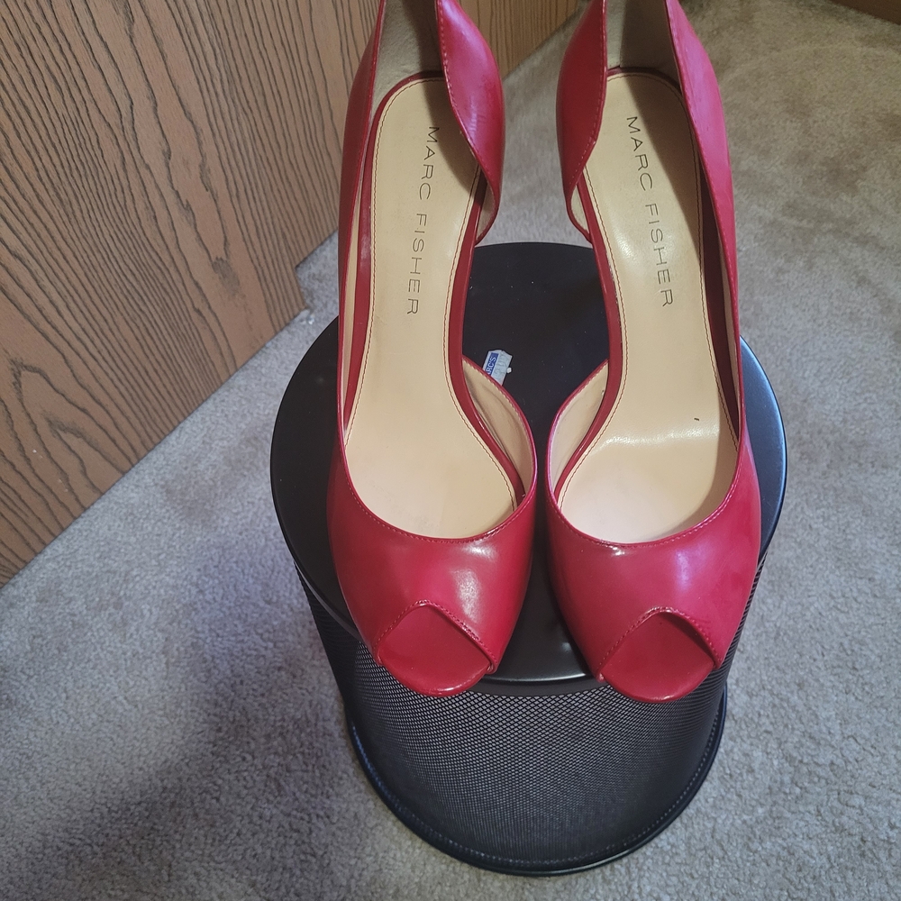 Marc Fisher Women's Vibrant Red Peep Toe Heels